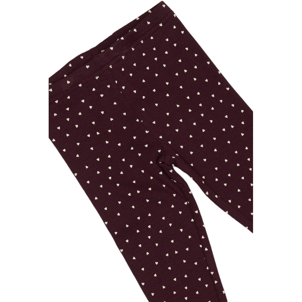 PETIT PIAO Legging Modal Heart Leggings Dark Grape/White