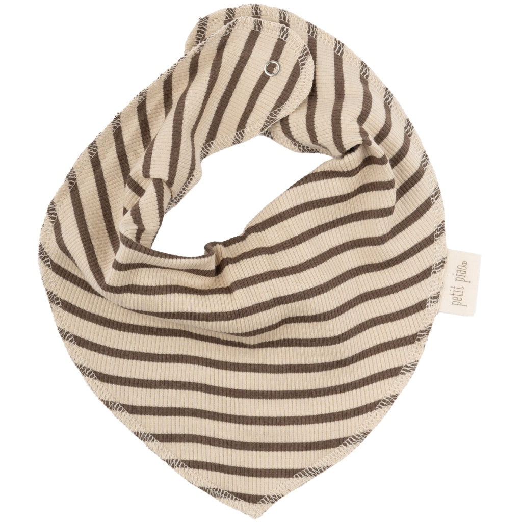 PETIT PIAO Bib Modal Striped Bibs Chocolate brown/dark off white