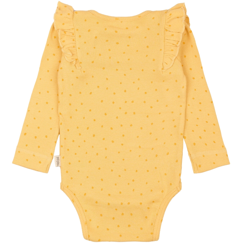 PETIT PIAO Body L/S Frill Modal Dot Bodystockings Yellow Sun