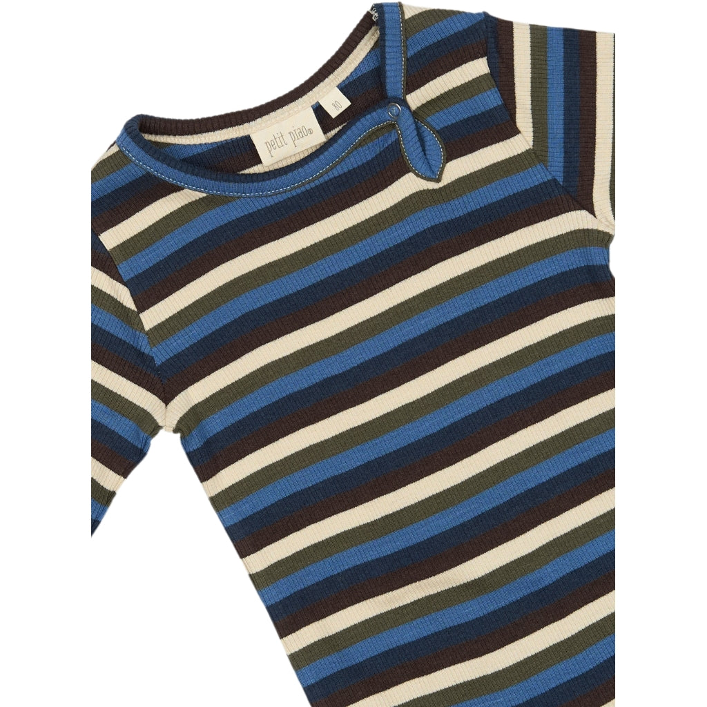PETIT PIAO Body L/S Modal Multi Striped Bodystockings True navy multistripe