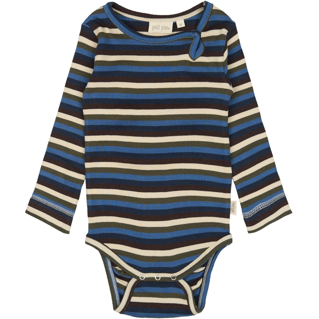PETIT PIAO Body L/S Modal Multi Striped Bodystockings True navy multistripe