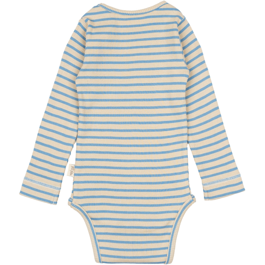 PETIT PIAO Body L/S Modal Striped Bodystockings Allure Blue/Dark Off White