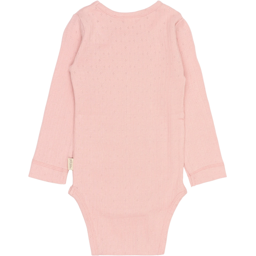 PETIT PIAO Body L/S Pointelle Bodystockings Bright Rose
