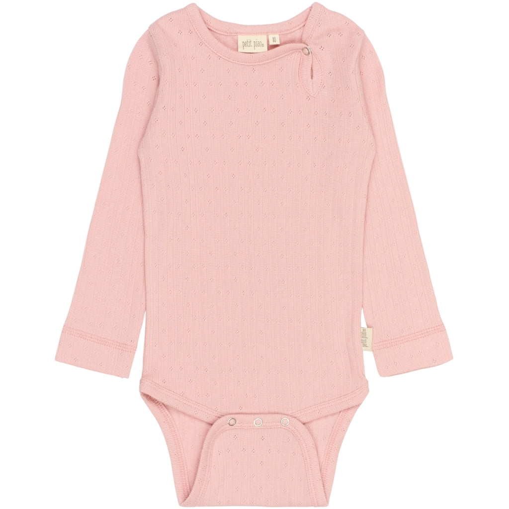 PETIT PIAO Body L/S Pointelle Bodystockings Bright Rose