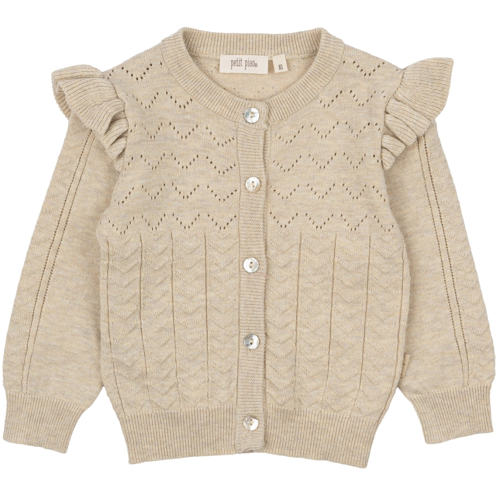 PETIT PIAO Cardigan Knit Pattern Cardigan Light Sand