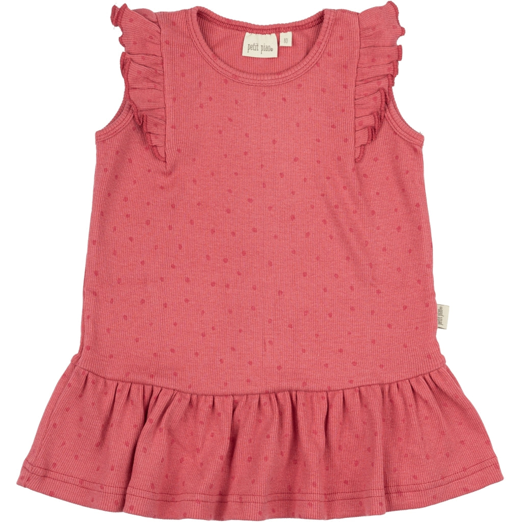 PETIT PIAO Dress L/S Modal Frill Dot Dress Light Berry