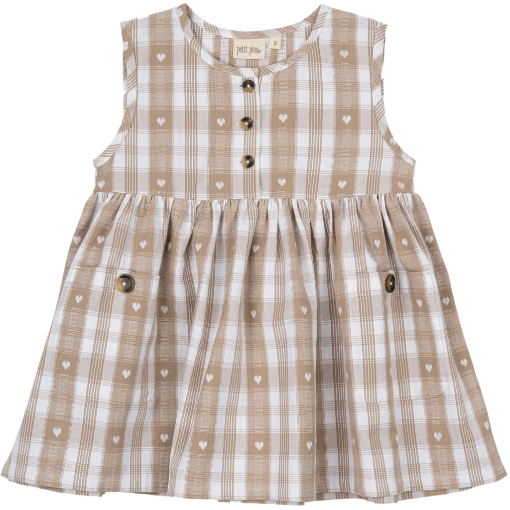 PETIT PIAO Dress S/L Woven Dress Off white heart