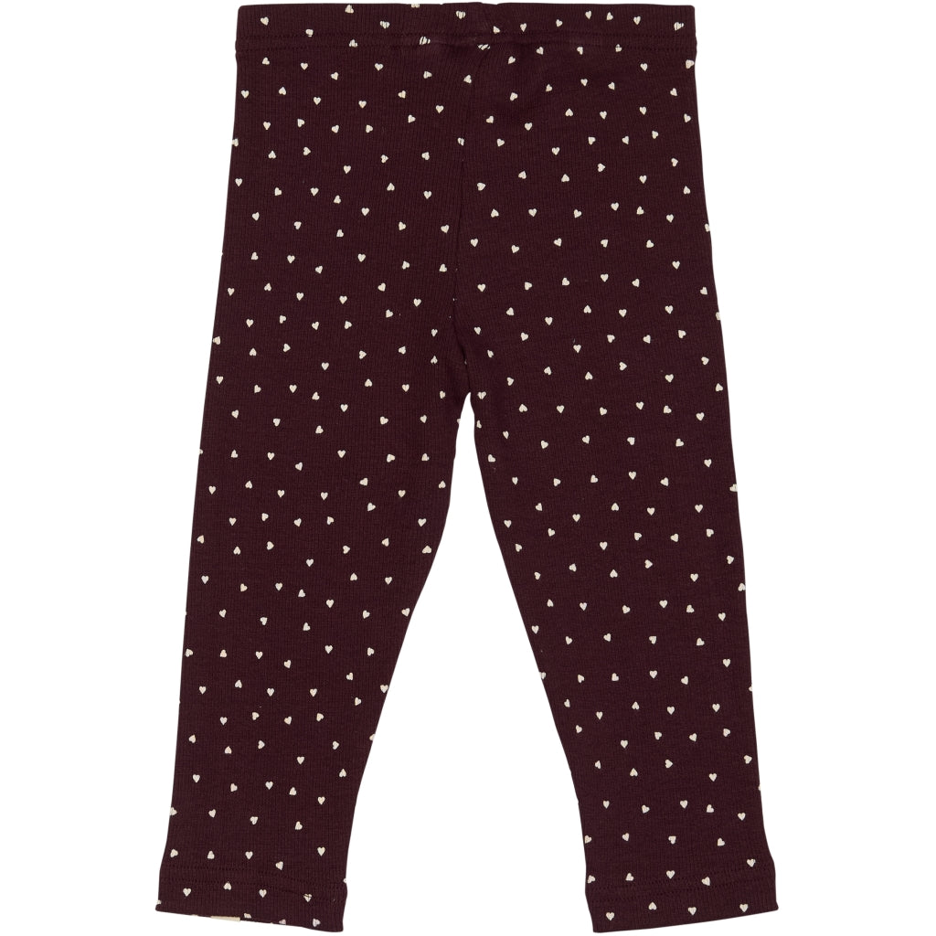 PETIT PIAO Legging Modal Heart Leggings Dark Grape/White