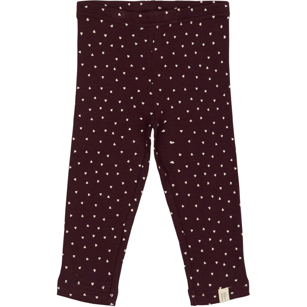 PETIT PIAO Legging Modal Heart Leggings Dark Grape/White