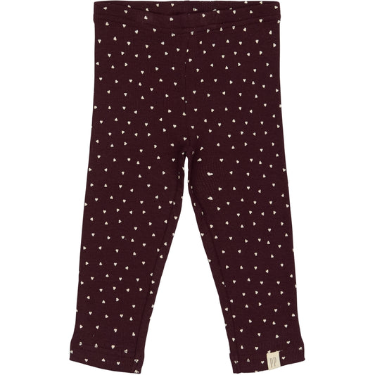 PETIT PIAO Legging Modal Heart Leggings Dark Grape/White