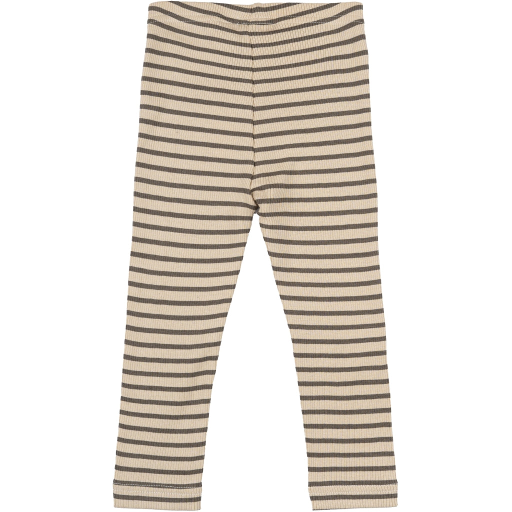 PETIT PIAO Legging Modal Striped Leggings Earth Brown/Dark Off White