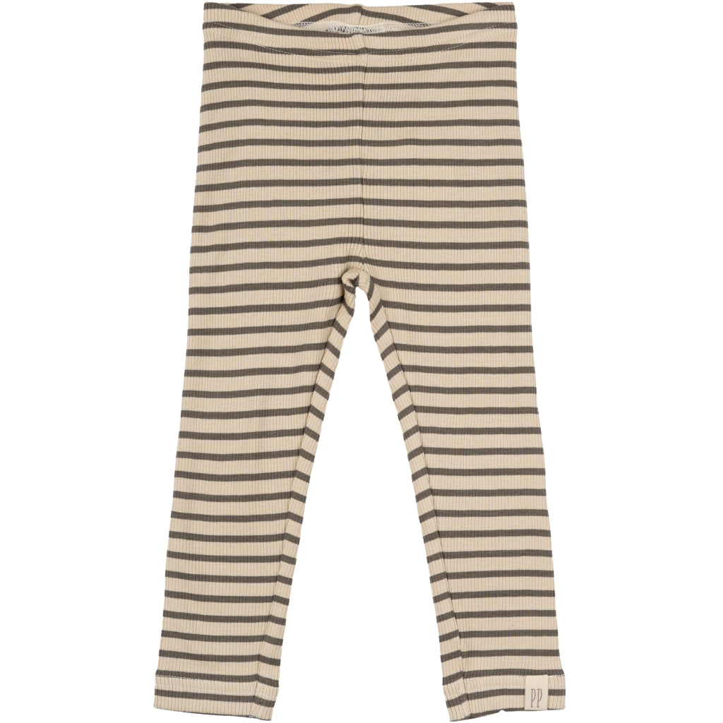 PETIT PIAO Legging Modal Striped Leggings Earth Brown/Dark Off White