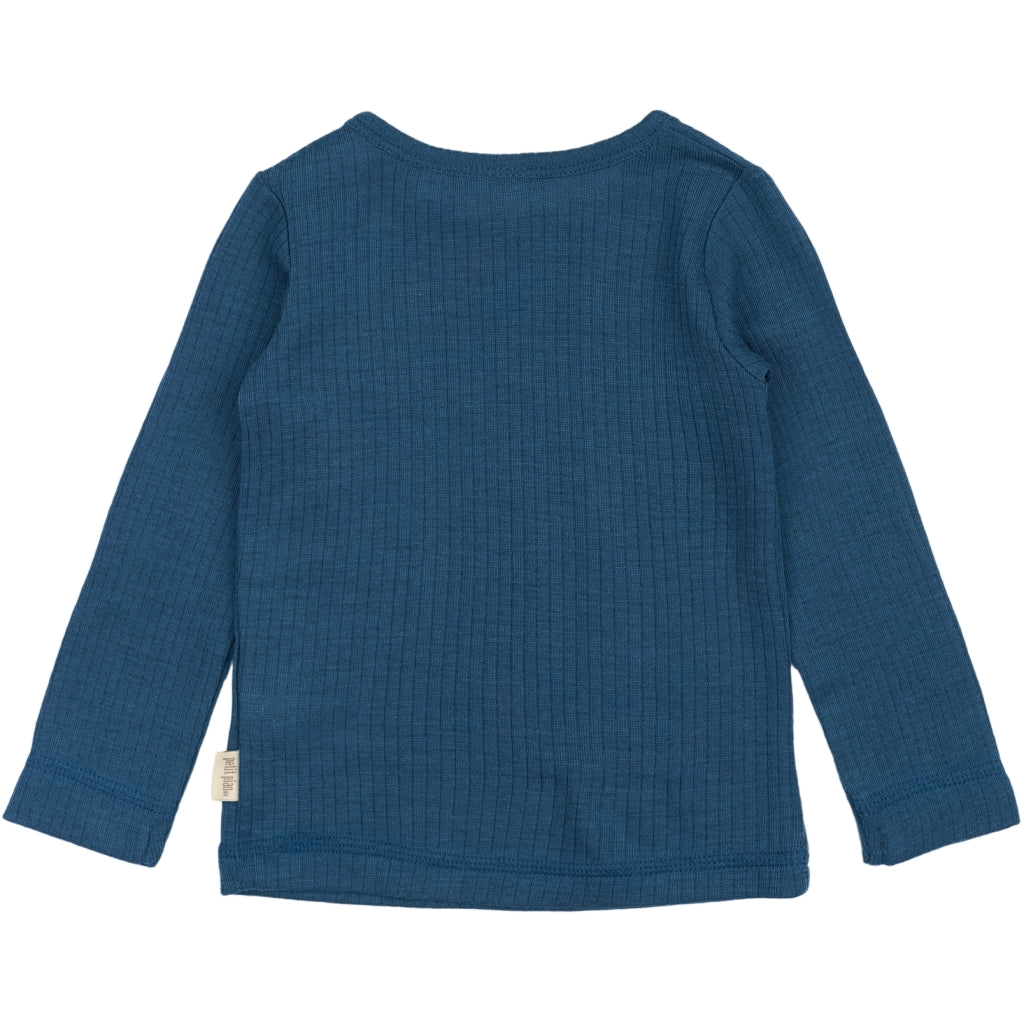 PETIT PIAO PPDante T-Shirt L/S Meriono Wool L_S Tee Ensign Blue