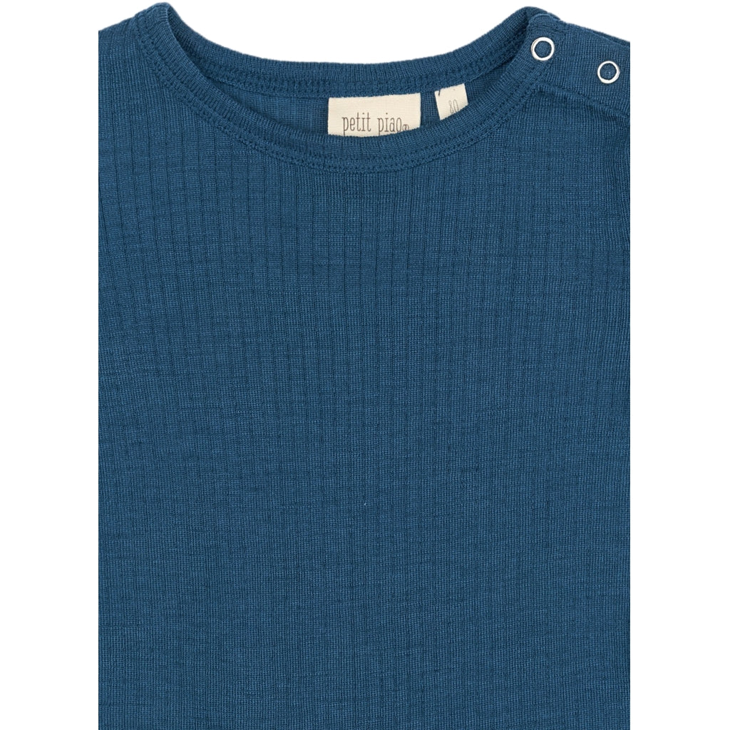 PETIT PIAO PPDante T-Shirt L/S Meriono Wool L_S Tee Ensign Blue