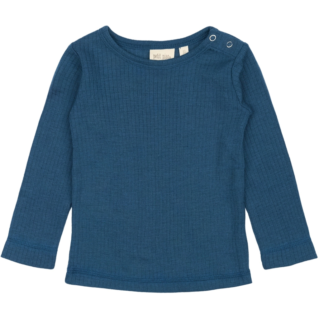 PETIT PIAO PPDante T-Shirt L/S Meriono Wool L_S Tee Ensign Blue