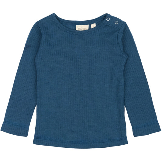 PETIT PIAO PPDante T-Shirt L/S Meriono Wool L_S Tee Ensign Blue