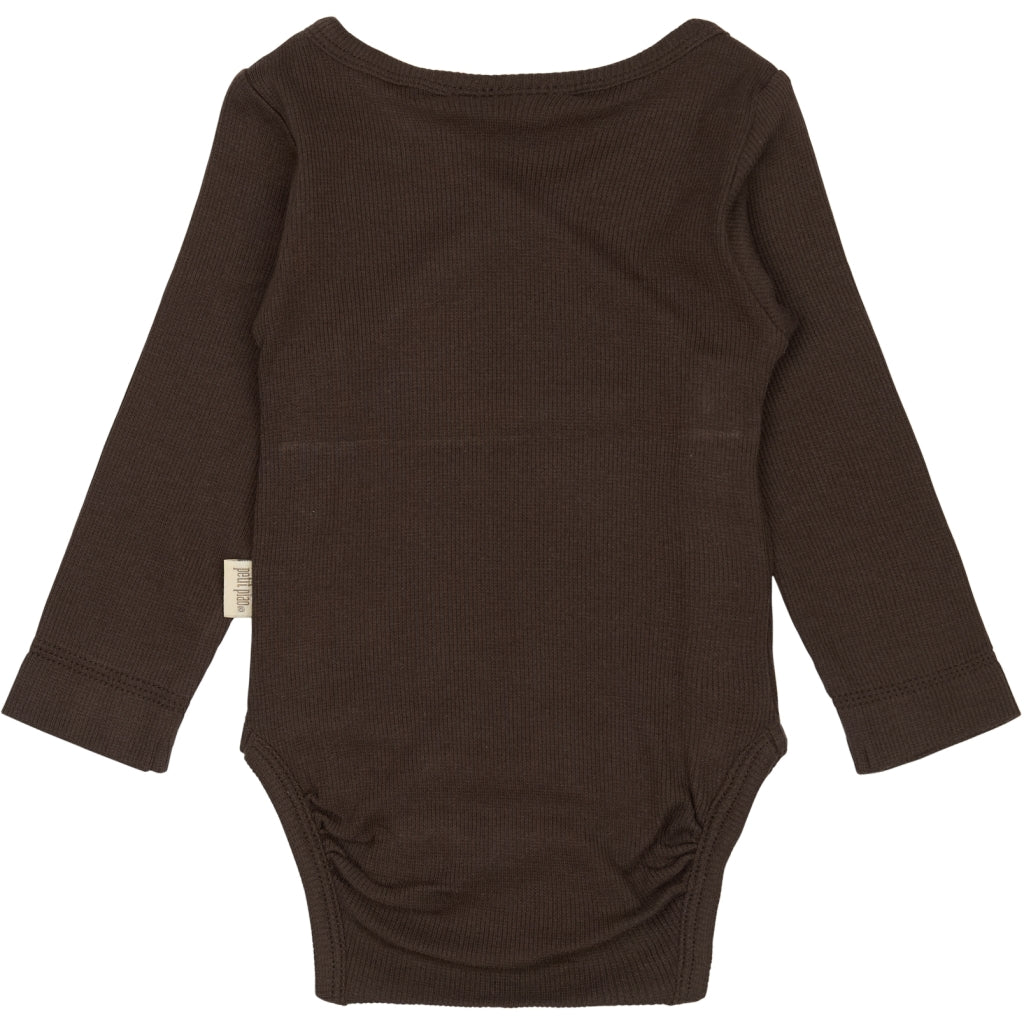 PETIT PIAO PPDi Body L/S fold over NB Bodystockings Coffee Bean