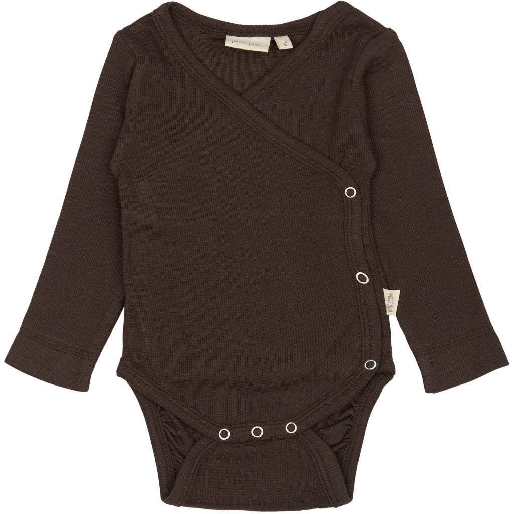 PETIT PIAO PPDi Body L/S fold over NB Bodystockings Coffee Bean