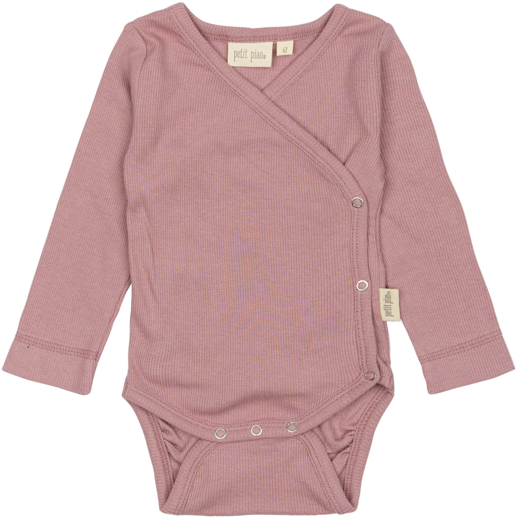 PETIT PIAO PPDi Body L/S fold over NB Bodystockings Nostalgic Rose