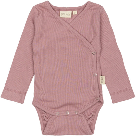 PETIT PIAO PPDi Body L/S fold over NB Bodystockings Nostalgic Rose
