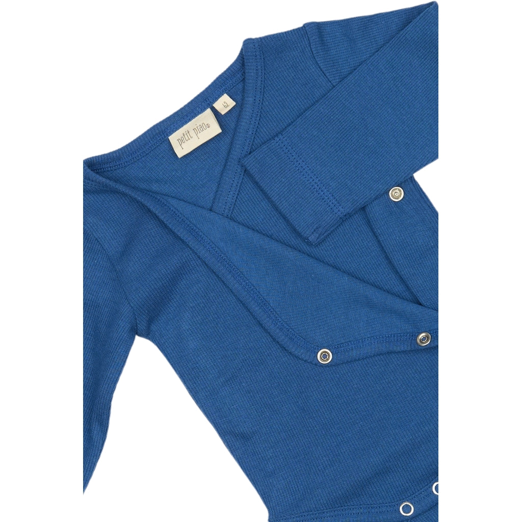 PETIT PIAO PPDi Body L/S fold over NB Bodystockings True Blue