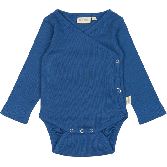 PETIT PIAO PPDi Body L/S fold over NB Bodystockings True Blue