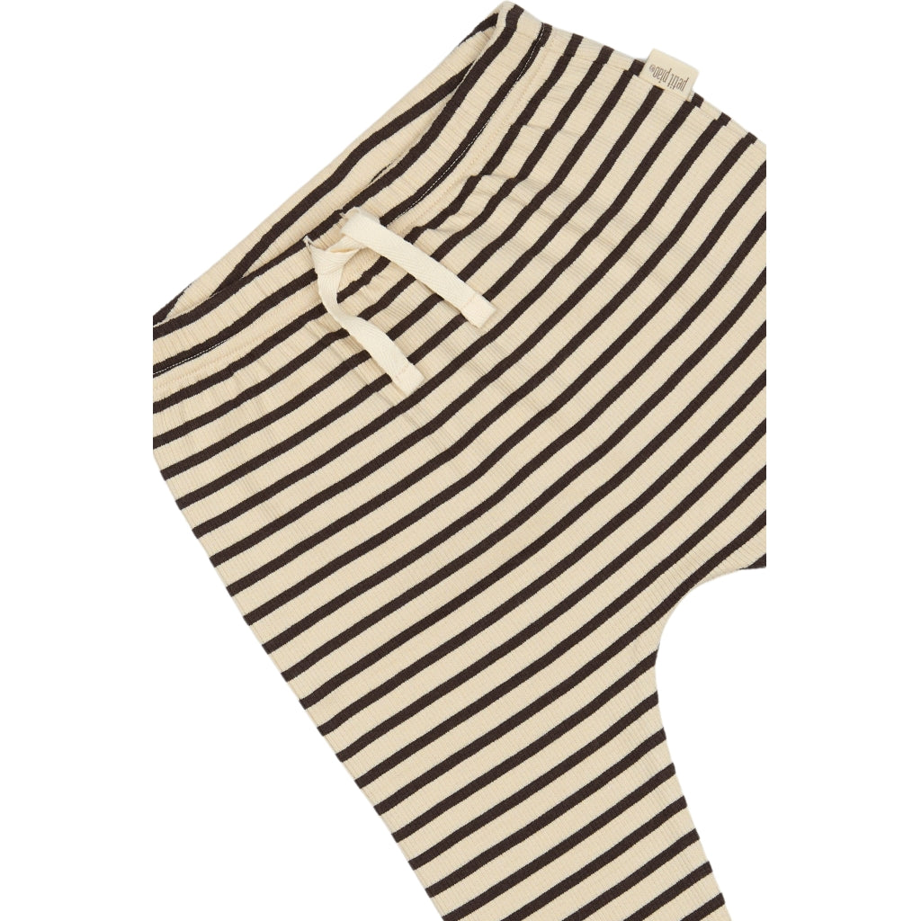 PETIT PIAO Pants Modal Striped Pants Coffee bean/off white