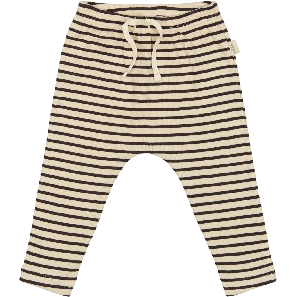 PETIT PIAO Pants Modal Striped Pants Coffee bean/off white