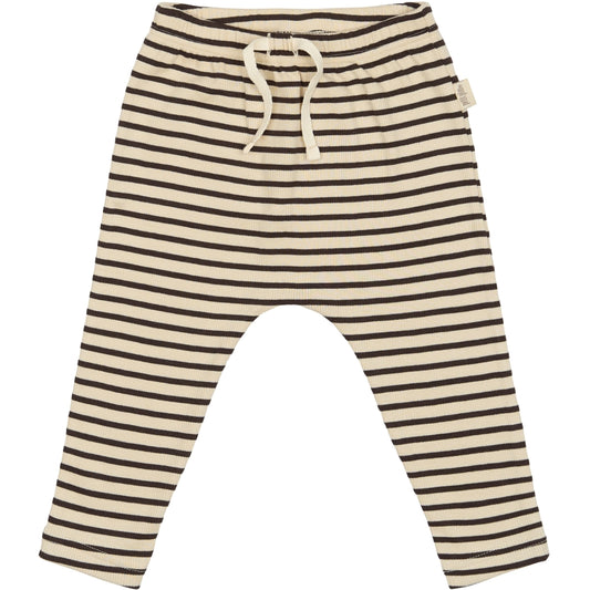 PETIT PIAO Pants Modal Striped Pants Coffee bean/off white