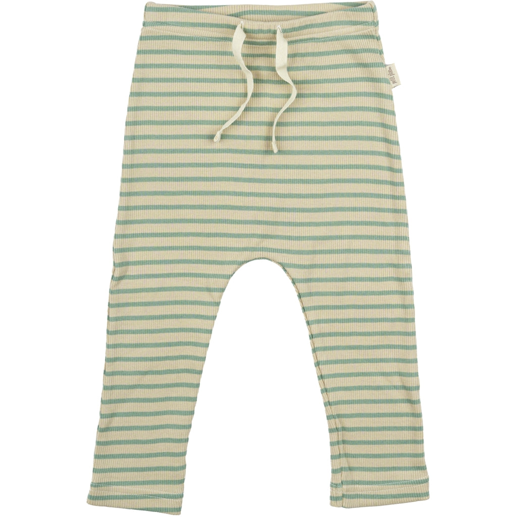 PETIT PIAO Pants Modal Striped Pants Granite Green/Dark Off White