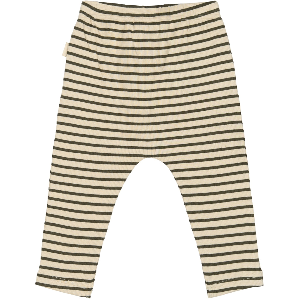 PETIT PIAO Pants Modal Striped Pants Green leaf/off white