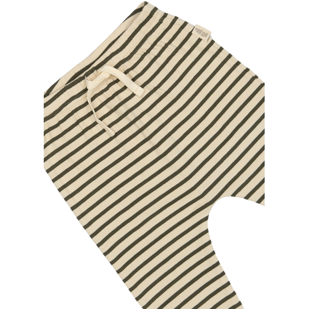 PETIT PIAO Pants Modal Striped Pants Green leaf/off white