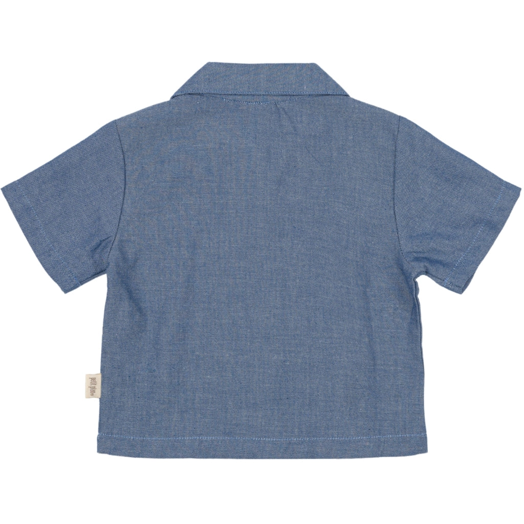 PETIT PIAO Shirt S/S Pocket Woven Shirts & Blouses Denim Blue