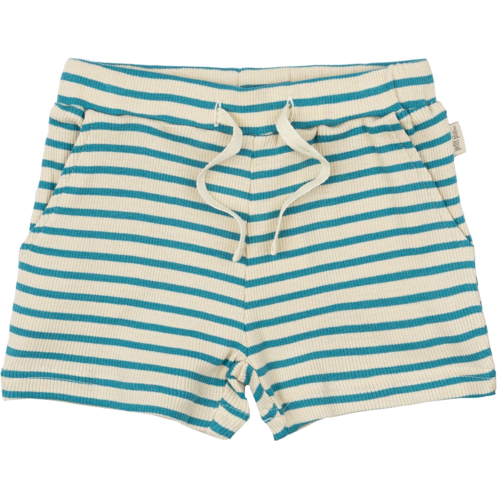 PETIT PIAO Shorts Modal Striped Shorts Turquise /Dark off white