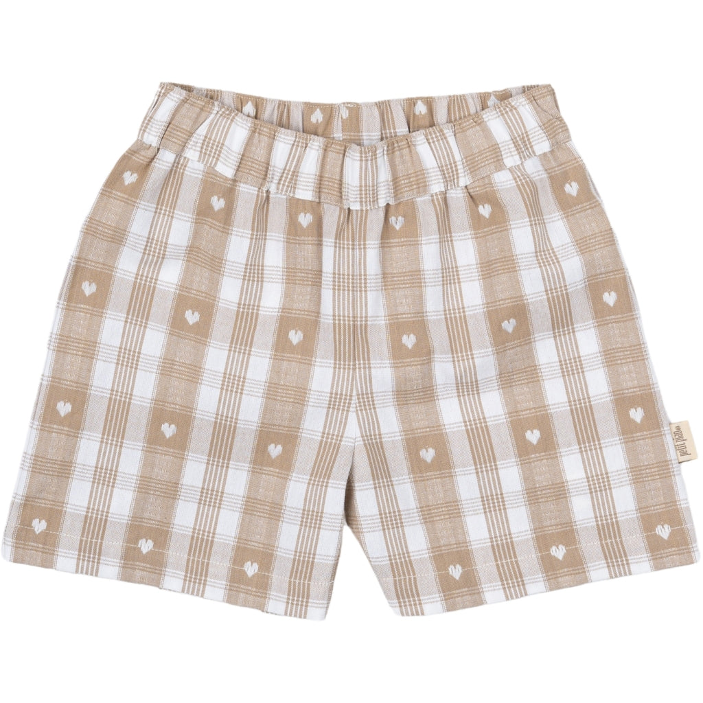 PETIT PIAO Shorts boxy Woven Shorts Off white heart