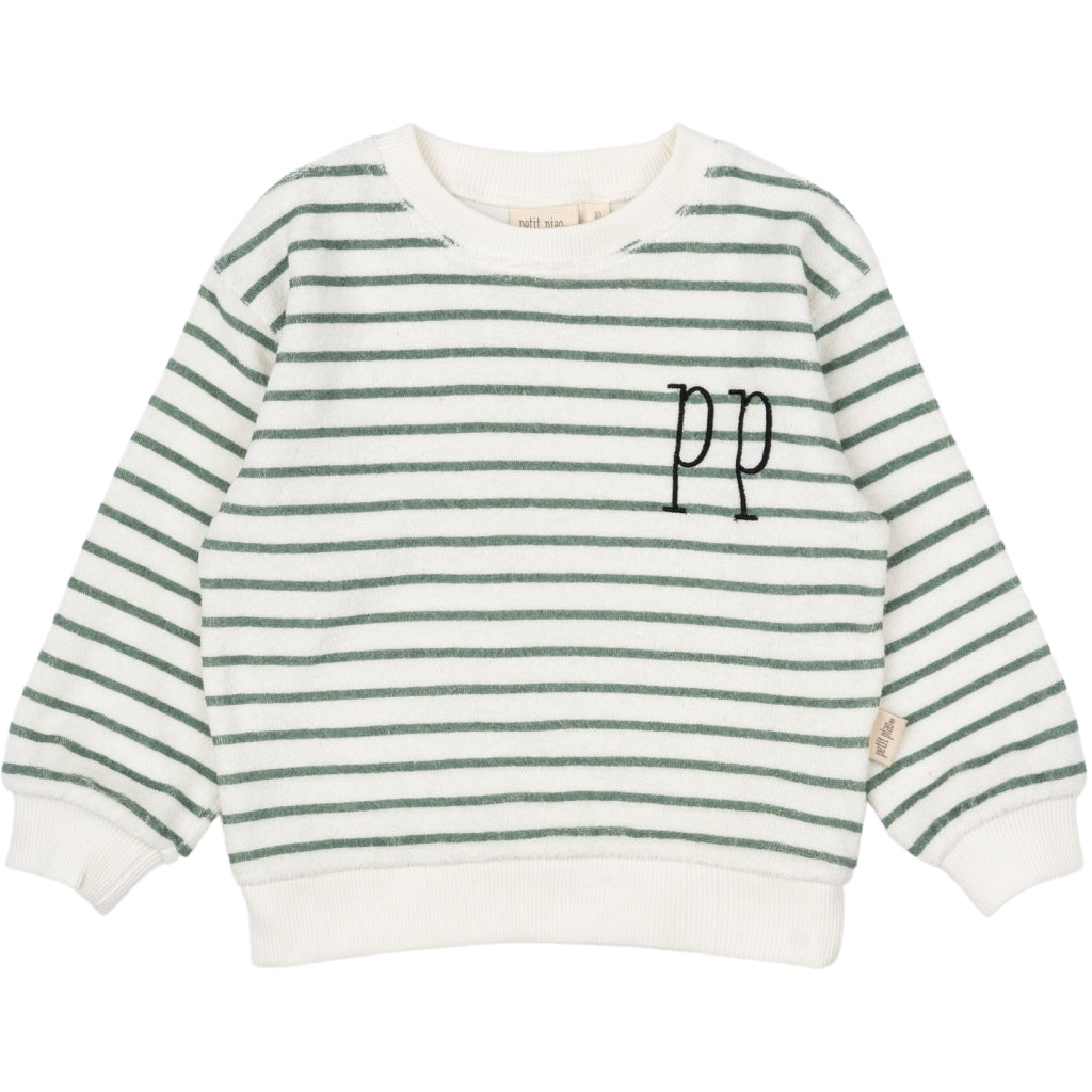 PETIT PIAO Sweat Shirt Drop Shoulder Shirts & Blouses Off white/green
