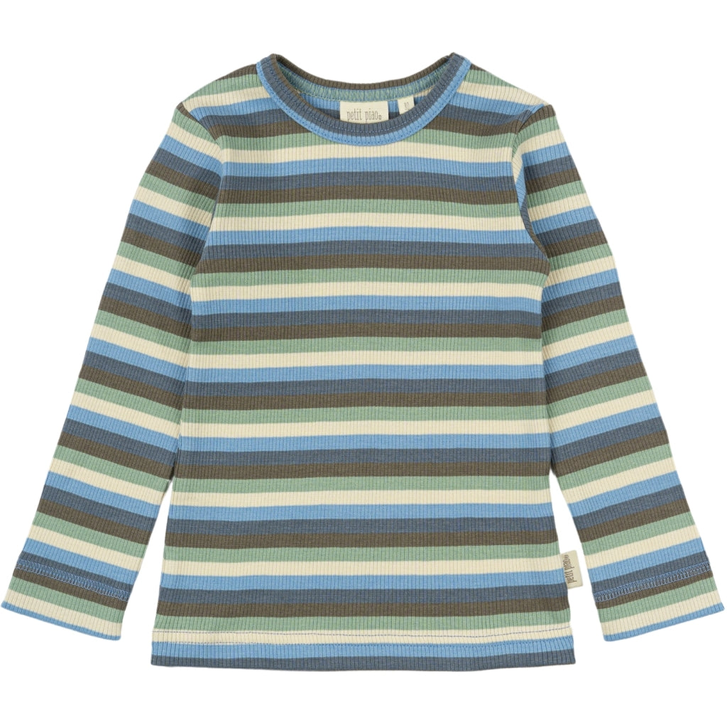 PETIT PIAO T-shirt L/S Modal Multi Striped L_S Tee Allure Blue Multi Stripe