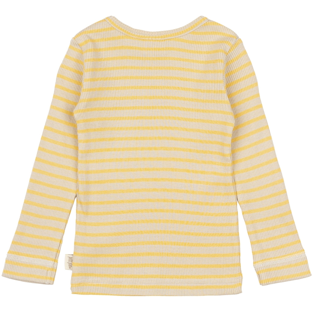 PETIT PIAO T-shirt L/S Modal Striped L_S Tee Yellow Sun/Dark Off White