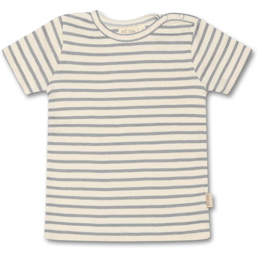 PETIT PIAO T-shirt S/S Modal Striped S_S Tee Blue mist