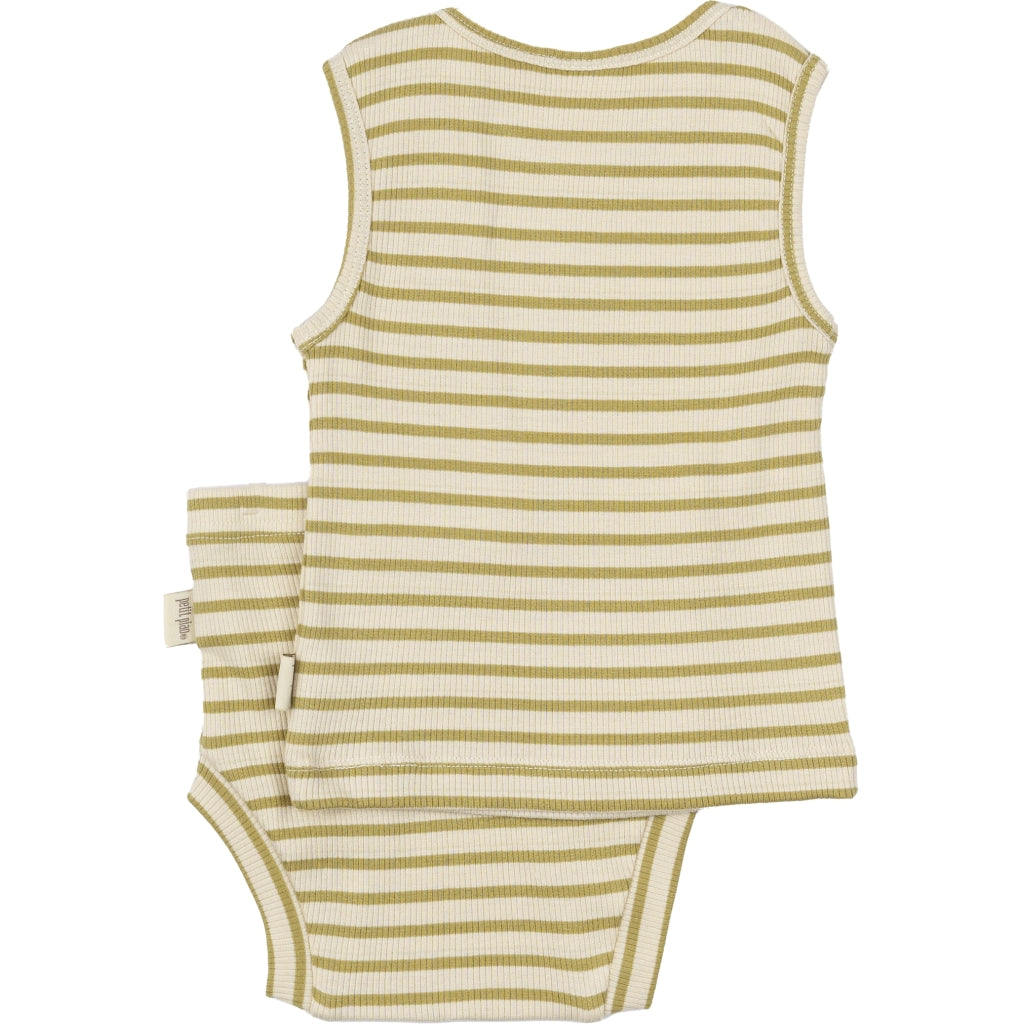PETIT PIAO Underwear Set Modal Striped Underwear Khaki/Dark off white