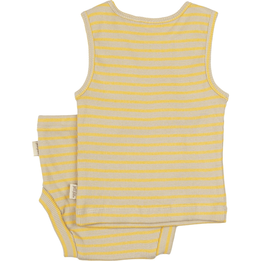 PETIT PIAO Underwear Set Modal Striped Underwear Yellow Sun/Dark Off White