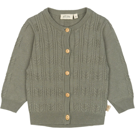 PETIT PIAO ppDor Cardigan Knit Cable Cardigan Dusty Moss